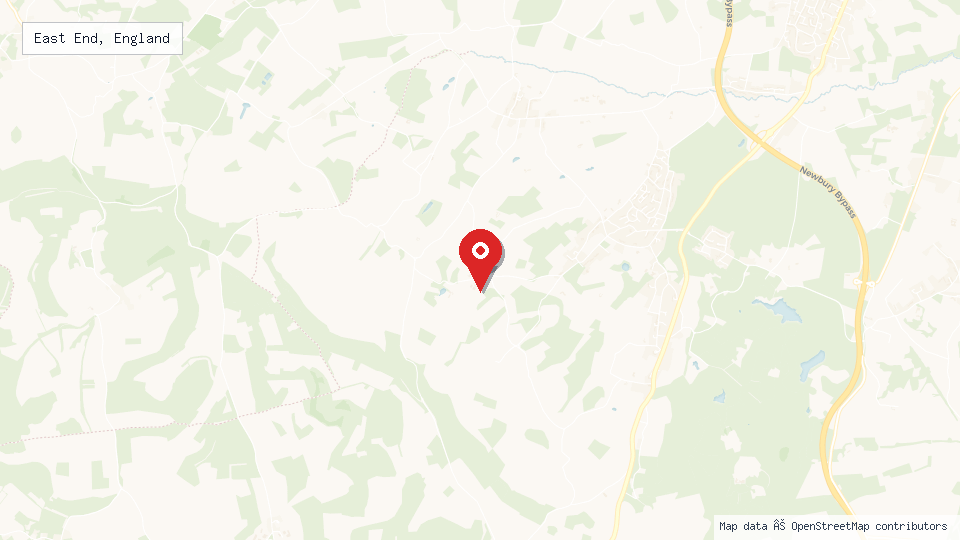 Street map of East End, England with location pin
