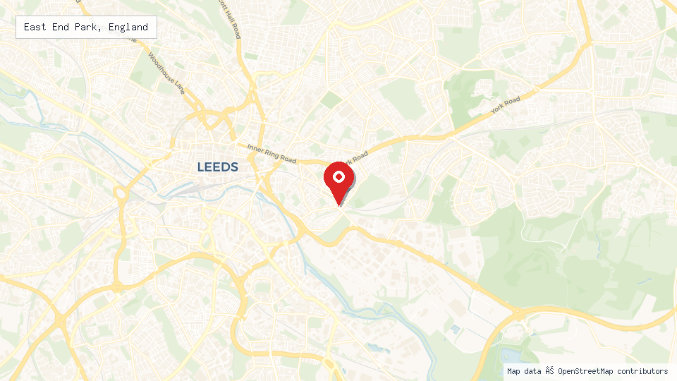 Street map of East End Park, England with location pin