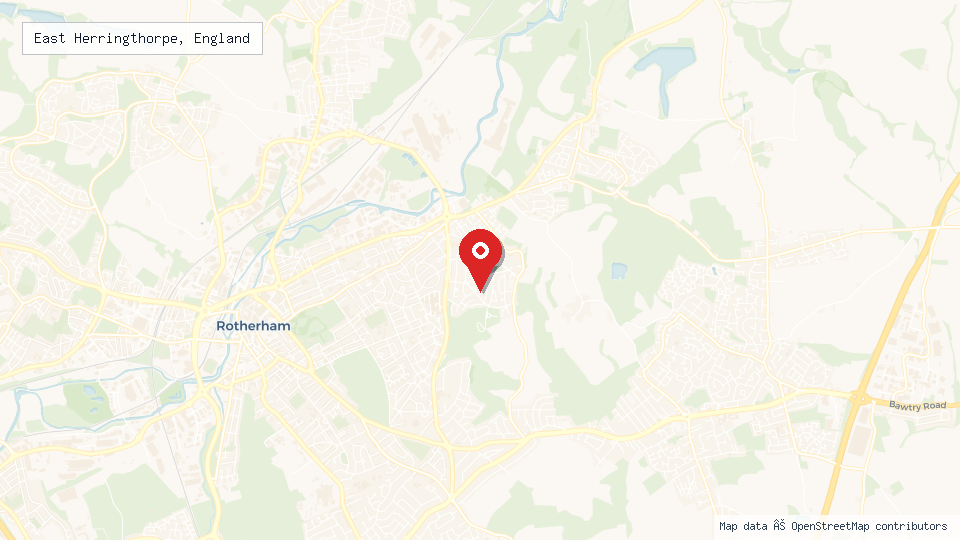 Street map of East Herringthorpe, England with location pin