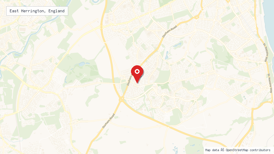 Street map of East Herrington, England with location pin