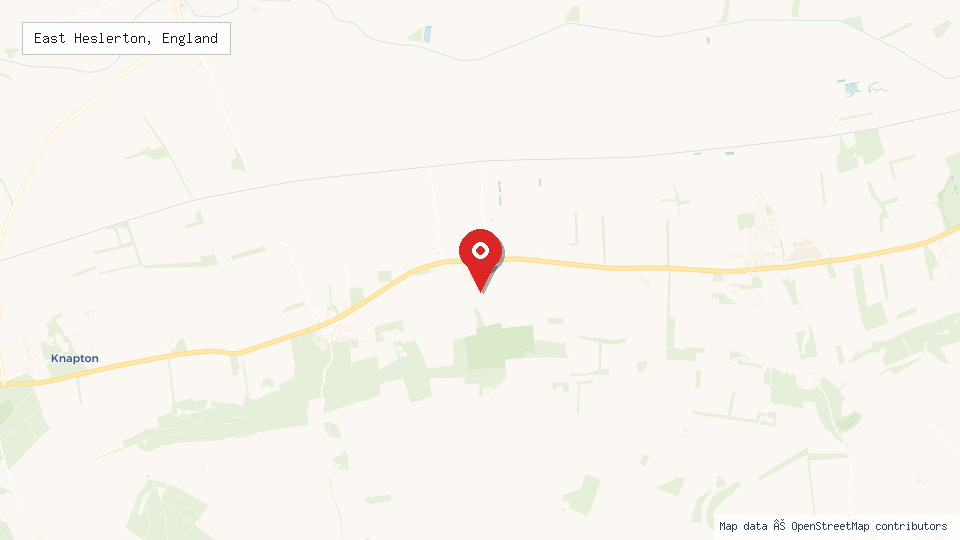 Street map of East Heslerton, England with location pin