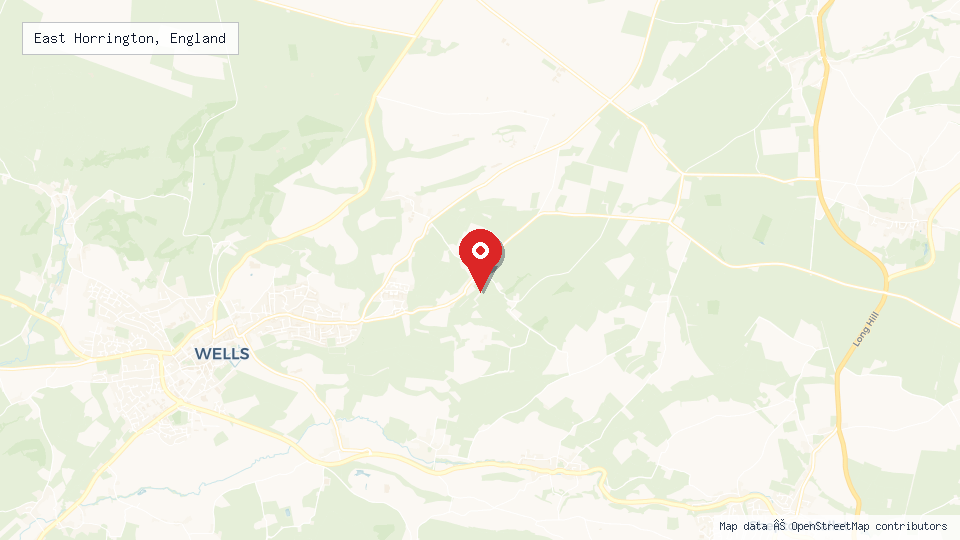 Street map of East Horrington, England with location pin