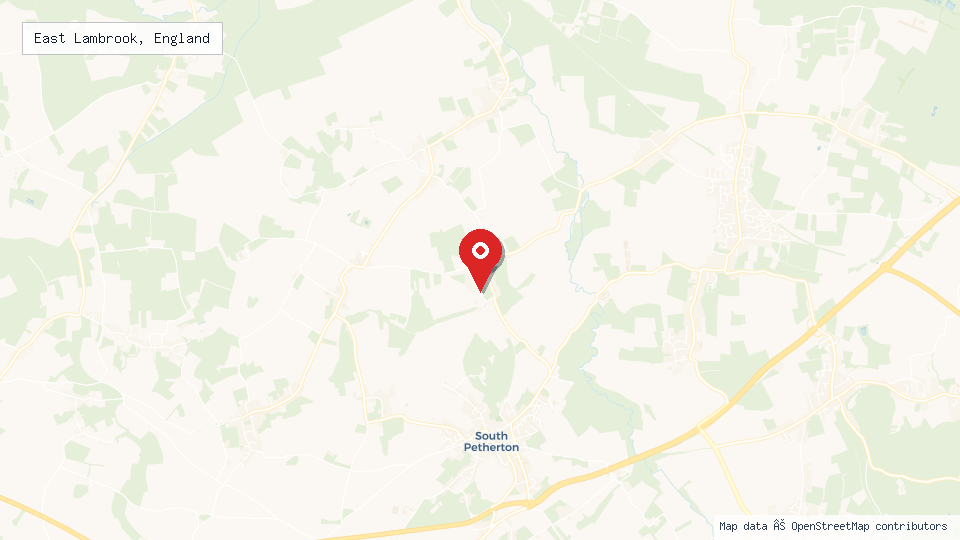 Street map of East Lambrook, England with location pin