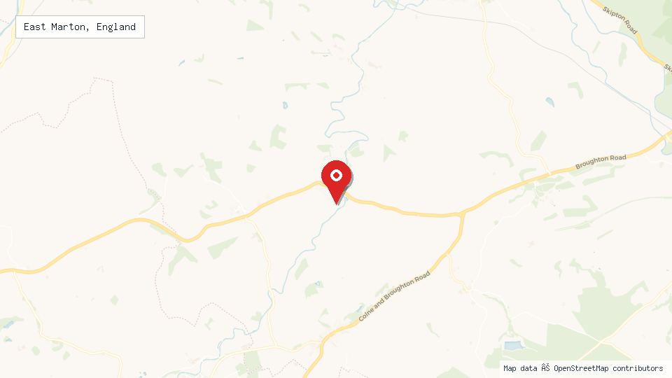 Street map of East Marton, England with location pin