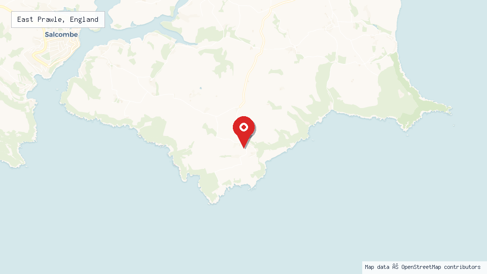 Street map of East Prawle, England with location pin