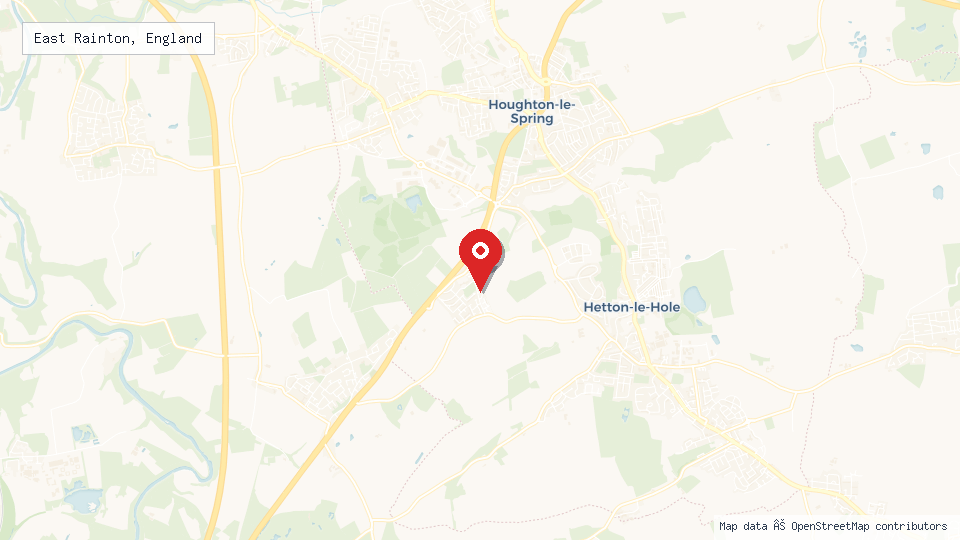 Street map of East Rainton, England with location pin