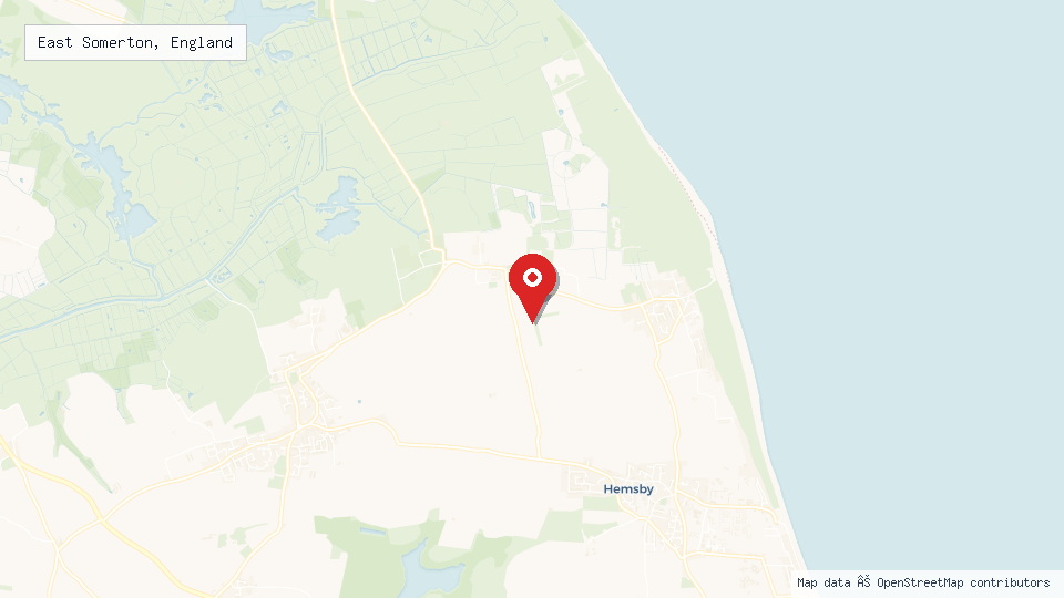 Street map of East Somerton, England with location pin