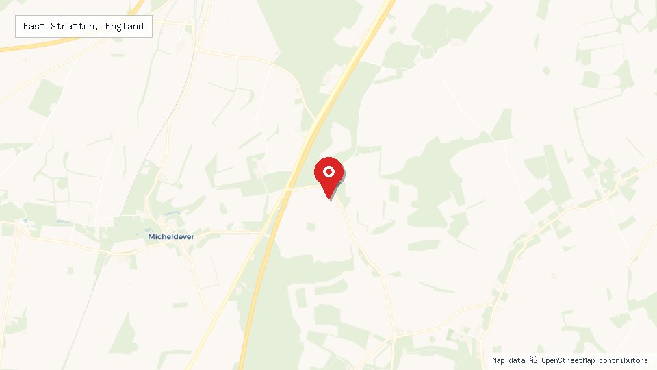 Street map of East Stratton, England with location pin