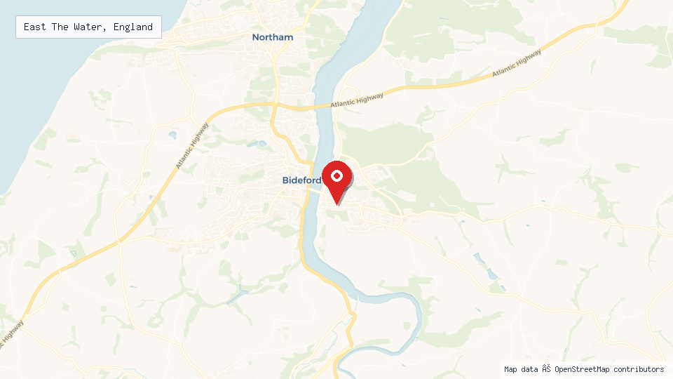 Street map of East The Water, England with location pin