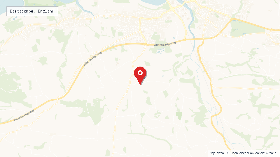 Street map of Eastacombe, England with location pin