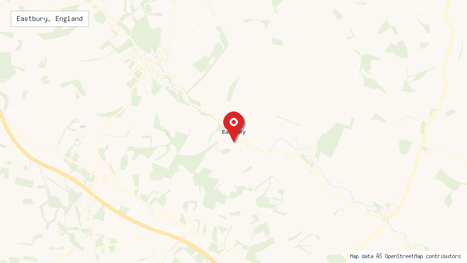 Street map of Eastbury, England with location pin