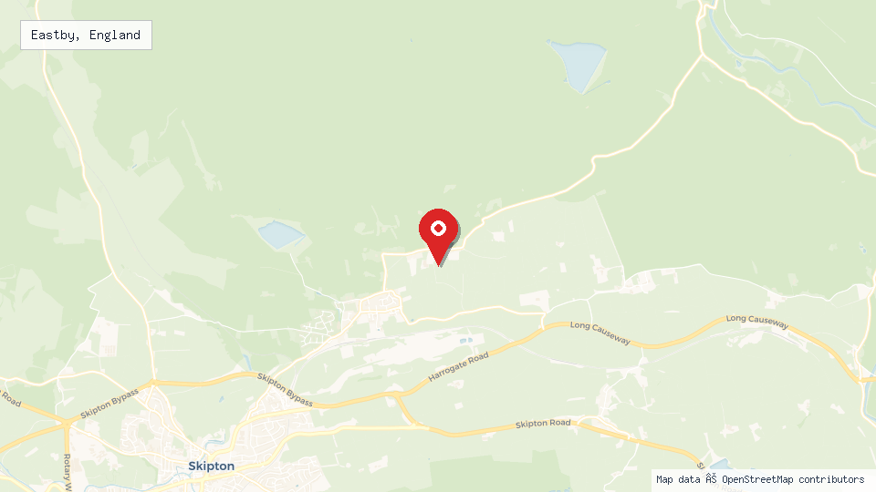 Street map of Eastby, England with location pin