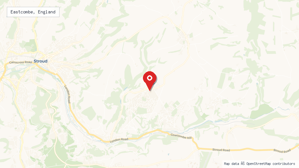 Street map of Eastcombe, England with location pin