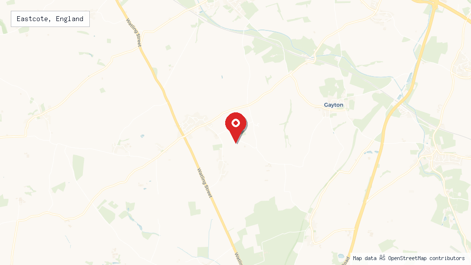 Street map of Eastcote, England with location pin