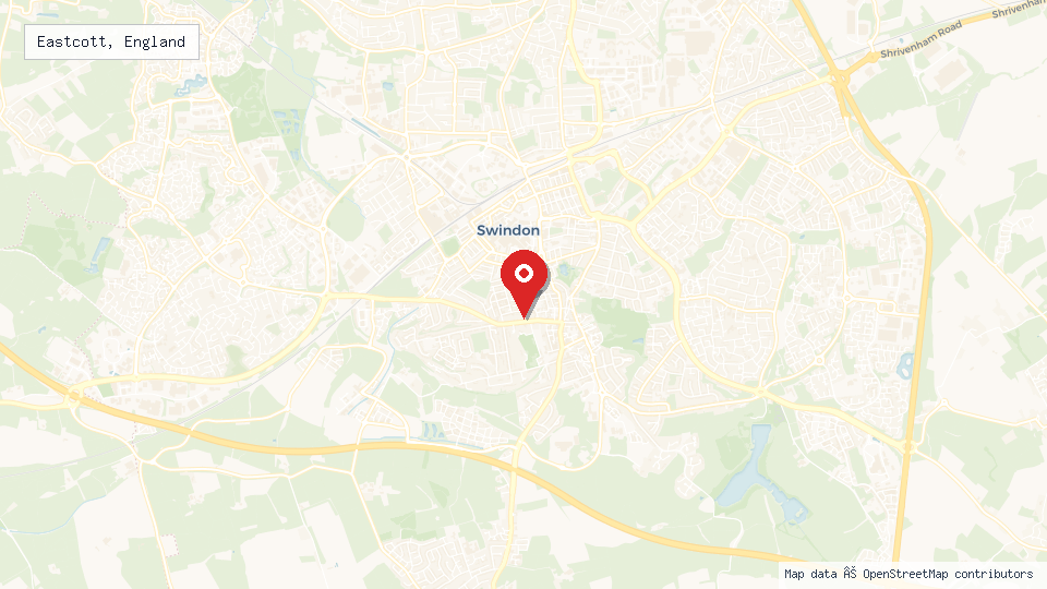 Street map of Eastcott, England with location pin