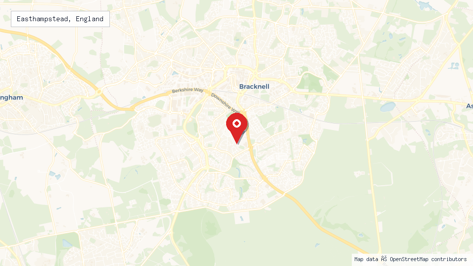 Street map of Easthampstead, England with location pin