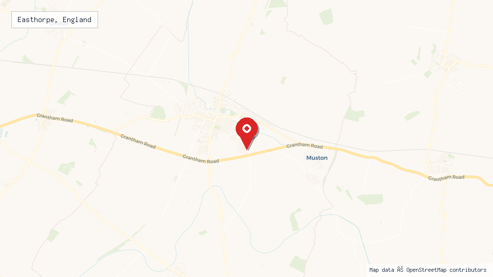 Street map of Easthorpe, England with location pin