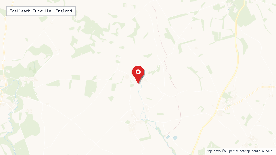 Street map of Eastleach Turville, England with location pin