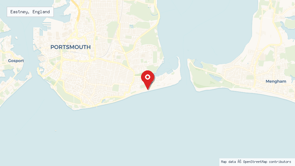 Street map of Eastney, England with location pin