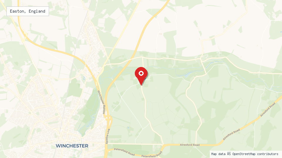Street map of Easton, England with location pin