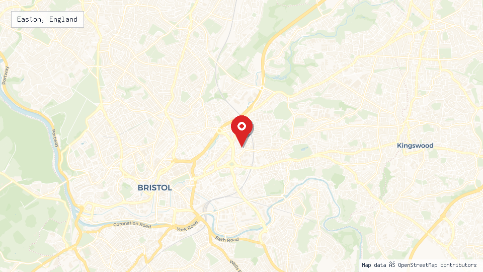 Street map of Easton, England with location pin