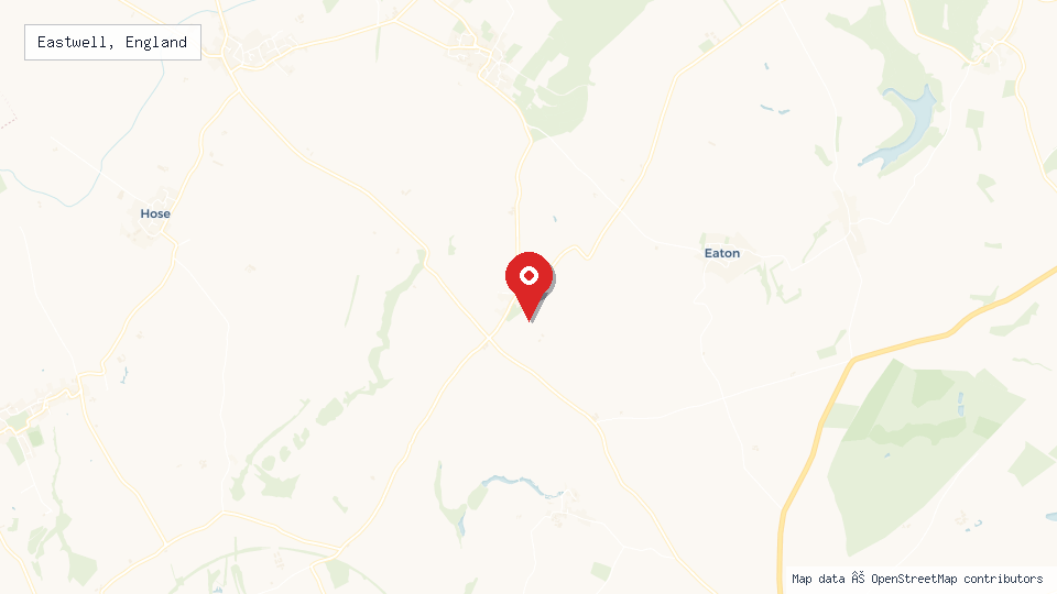 Street map of Eastwell, England with location pin
