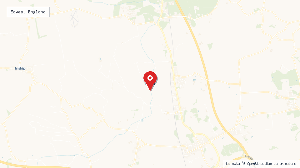 Street map of Eaves, England with location pin