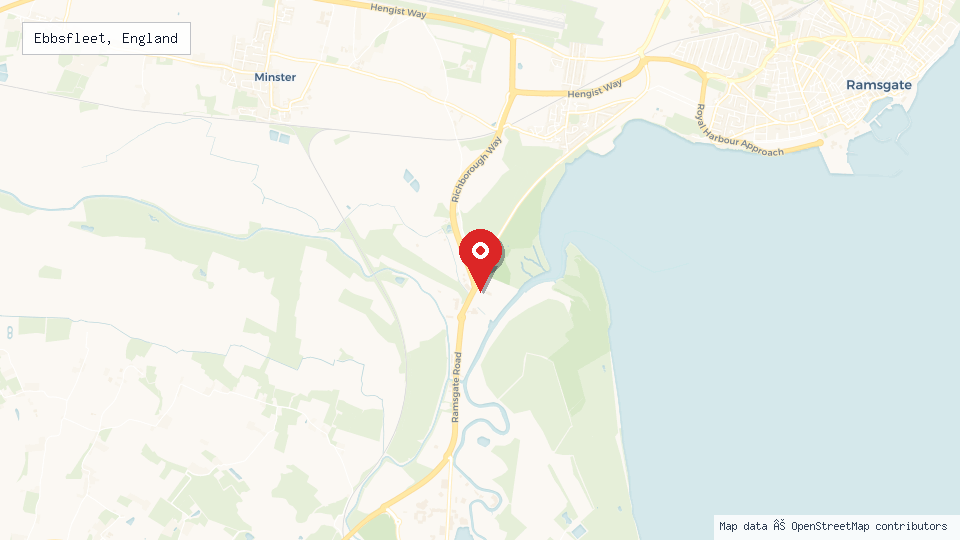 Street map of Ebbsfleet, England with location pin