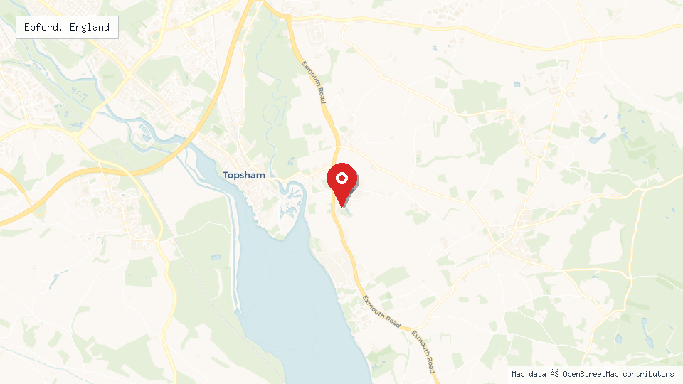 Street map of Ebford, England with location pin