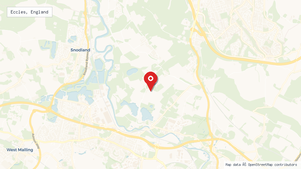 Street map of Eccles, England with location pin