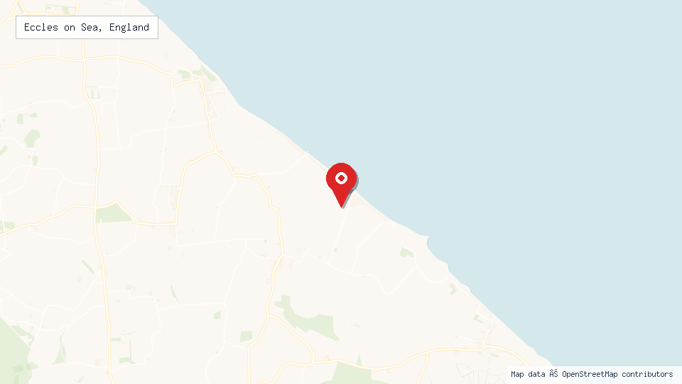 Street map of Eccles on Sea, England with location pin