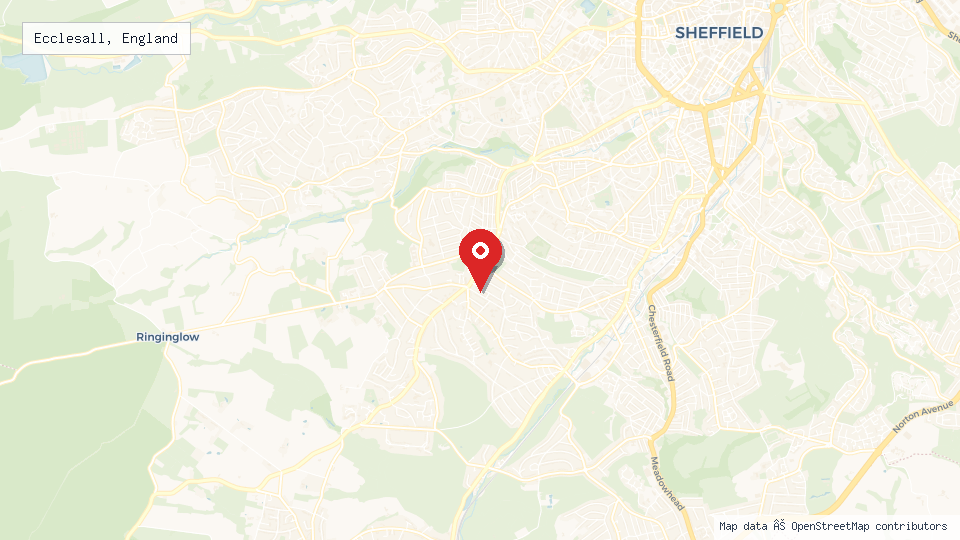 Street map of Ecclesall, England with location pin
