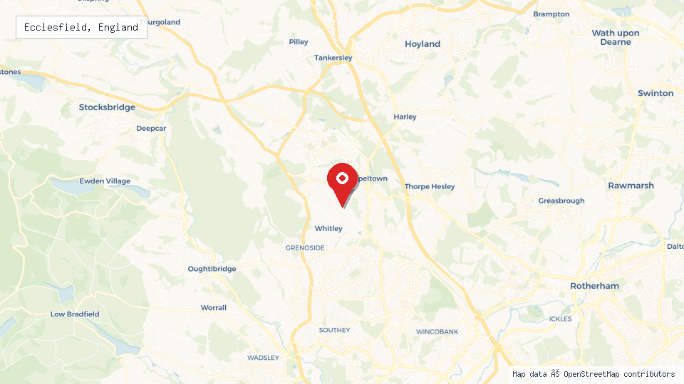Street map of Ecclesfield, England with location pin