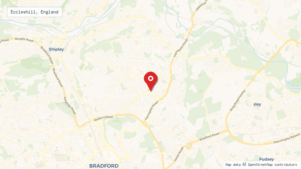 Street map of Eccleshill, England with location pin