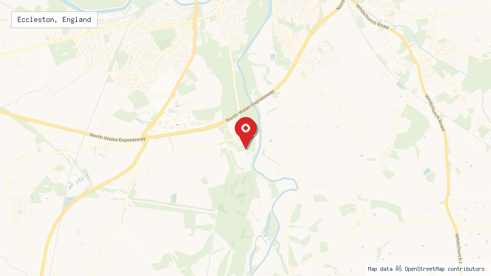 Street map of Eccleston, England with location pin