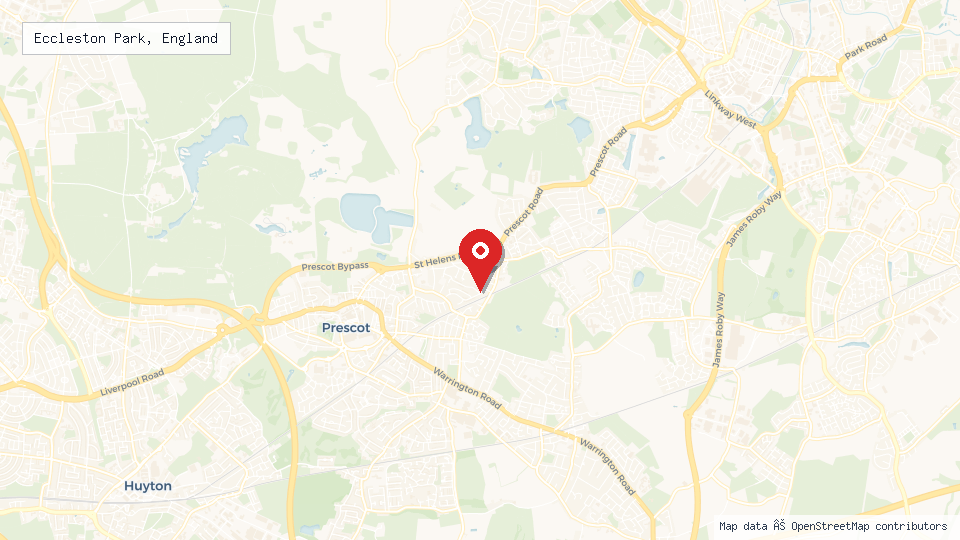 Street map of Eccleston Park, England with location pin