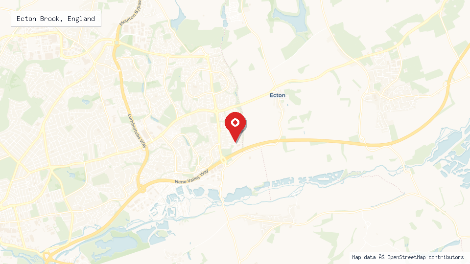 Street map of Ecton Brook, England with location pin