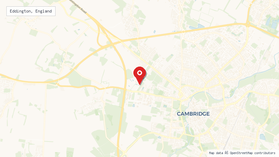 Street map of Eddington, England with location pin
