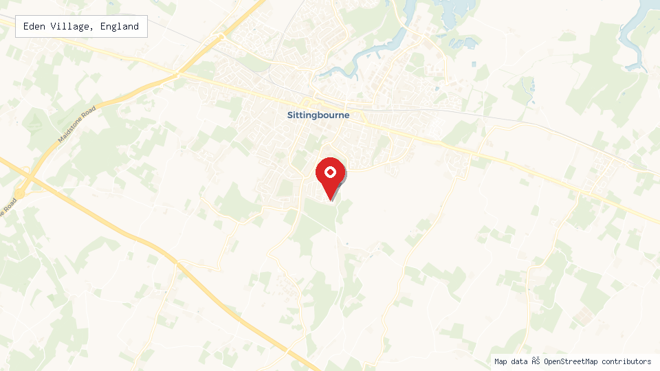 Street map of Eden Village, England with location pin
