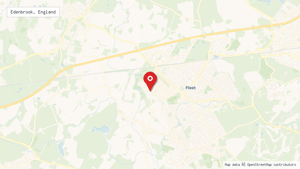 Street map of Edenbrook, England with location pin
