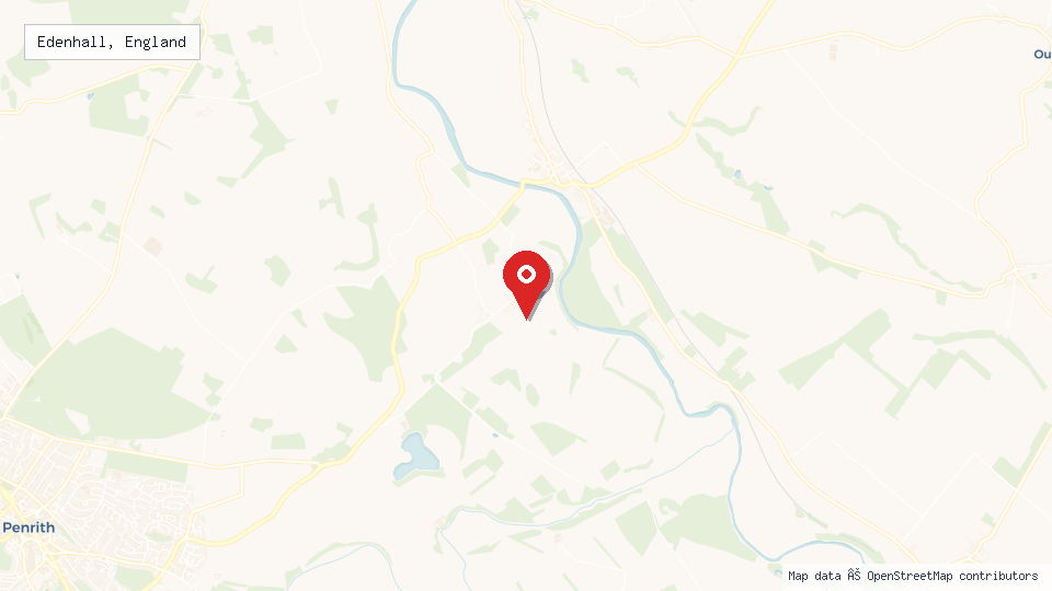 Street map of Edenhall, England with location pin