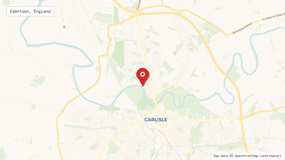 Street map of Edentown, England with location pin