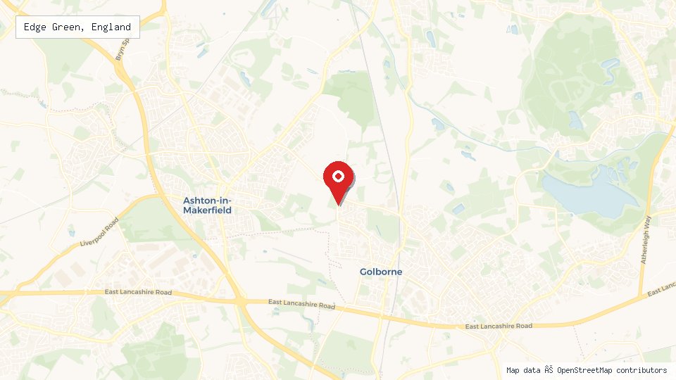 Street map of Edge Green, England with location pin