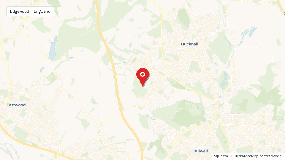 Street map of Edgewood, England with location pin