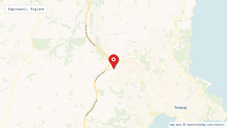Street map of Edginswell, England with location pin