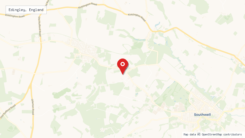 Street map of Edingley, England with location pin