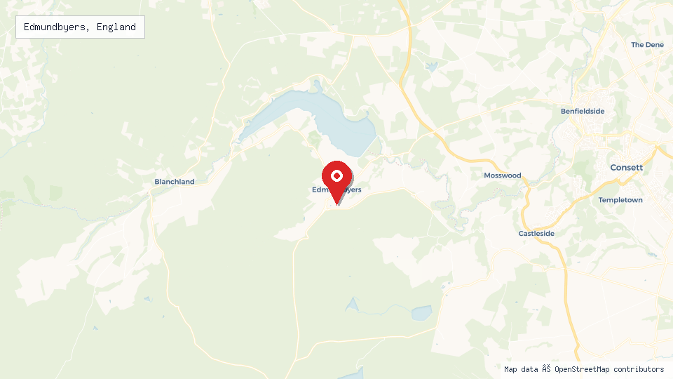 Street map of Edmundbyers, England with location pin
