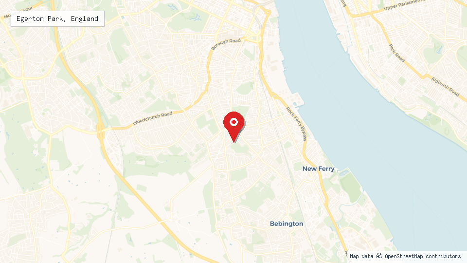 Street map of Egerton Park, England with location pin