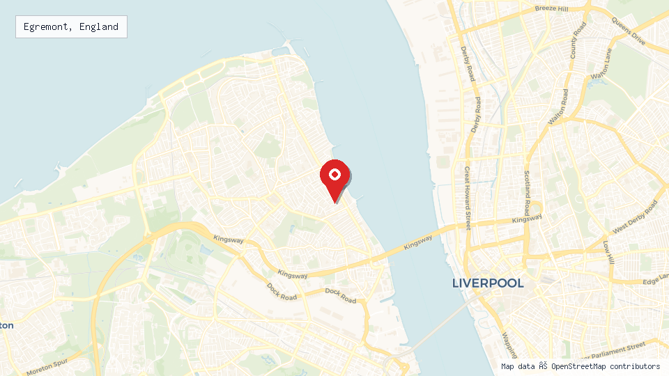 Street map of Egremont, England with location pin