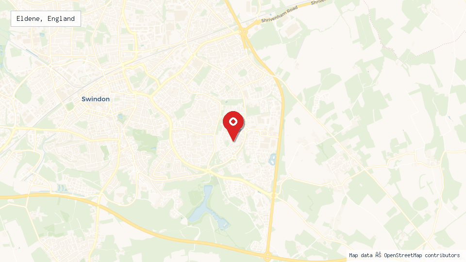 Street map of Eldene, England with location pin